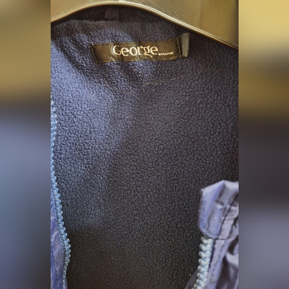 George Boys Jacket Size 6 — Navy Blue Red Stripe Hooded Windbreaker, Excellent - Picture 3 of 9